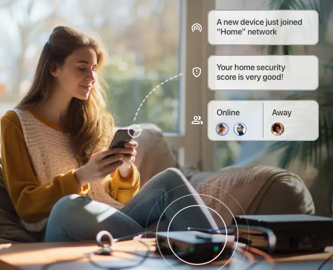 A woman using Fing Agent to secure her home network