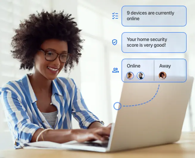 A woman using Fing Desktop to protect her network