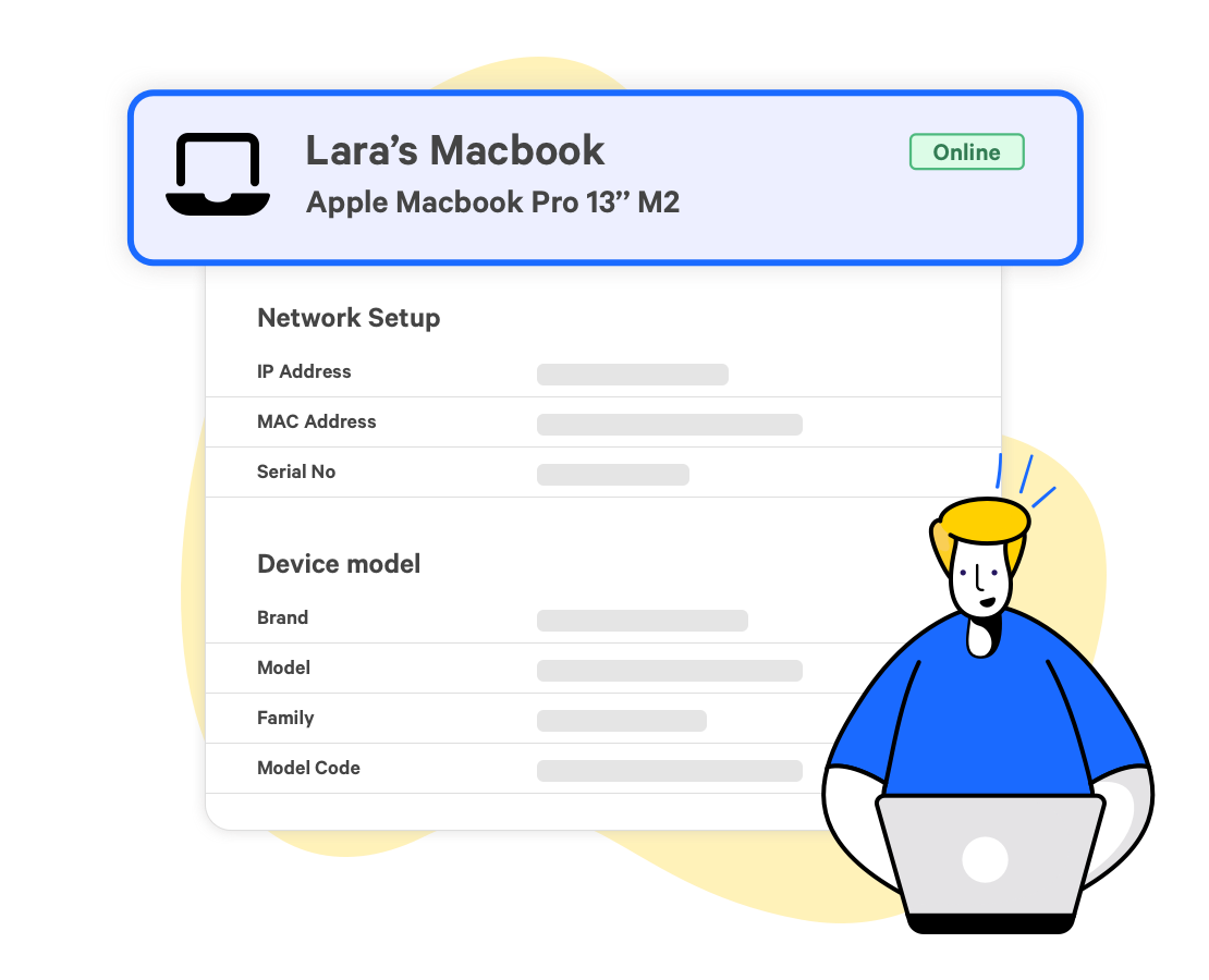 Design of a device detail page inside Fing's network inventory